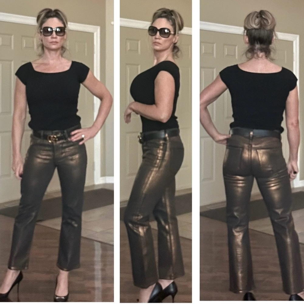 Joe’s jeans metallic bronze cropped high rise stretchy Sz 28 NWOT